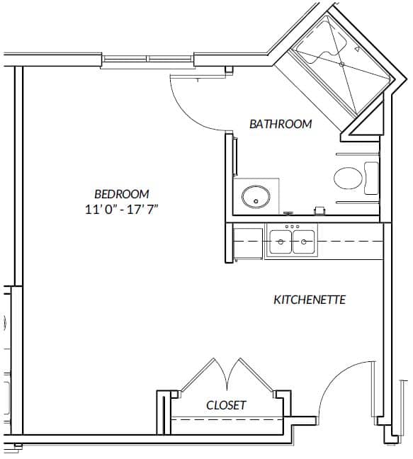Assisted Living Studio Accessible Floor Plan