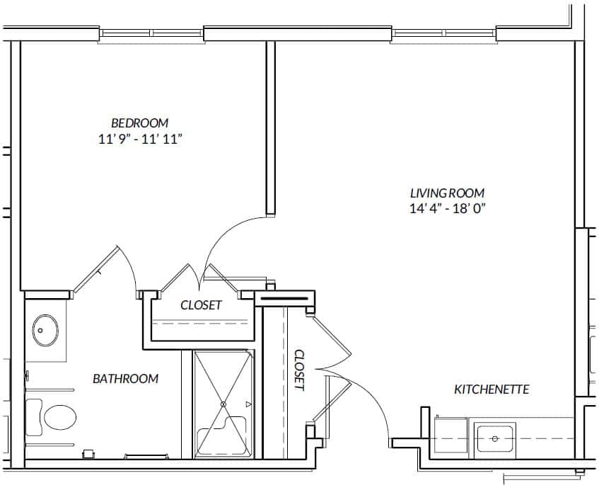 Assisted Living Unit A Accessible Floor Plan