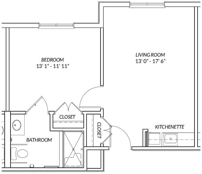 Assisted Living Unit B Accessible Floor Plan