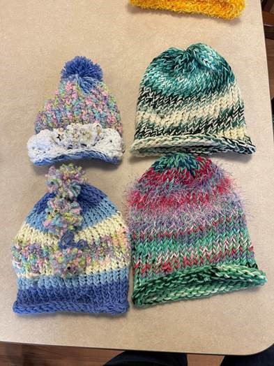 Busy Bees knit hats