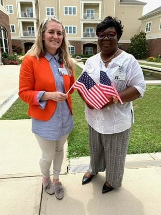 2 women with flags